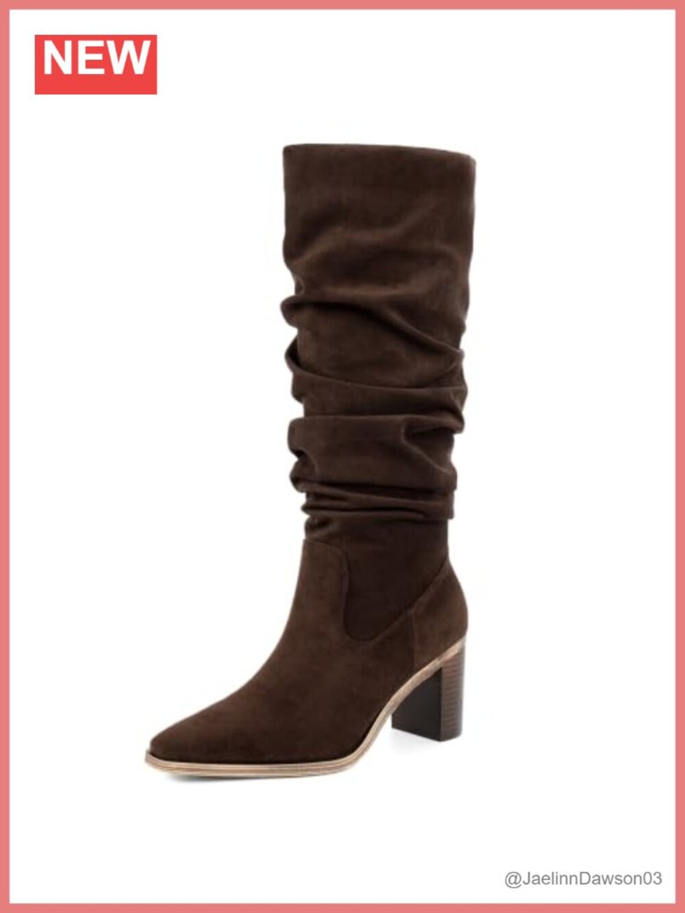QIY Women's Knee High Suede Look Boots Square Toe Block Heel Mid Calf Fall Shoes